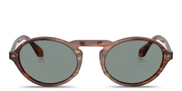 Shop GIORGIO ARMANI Armani Code Oval Sunglasses in Striped Brown online.