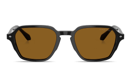 Shop GIORGIO ARMANI Logo Print Square Sunglasses in Black online.