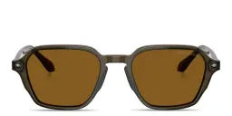 Shop GIORGIO ARMANI Logo Print Square Sunglasses in Transparent Green online.