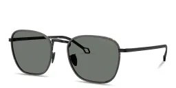 Shop GIORGIO ARMANI Visionary Luxury Square Sunglasses in Matte Black online.