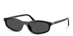 Shop MIU MIU Vertical Logo Irregular Sunglasses in Black online.