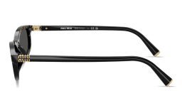 Shop MIU MIU Vertical Logo Irregular Sunglasses in Black online.
