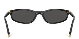 Shop MIU MIU Vertical Logo Irregular Sunglasses in Black online.