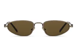 Shop MIU MIU Vertical Logo Irregular Sunglasses in Antique Gold online.