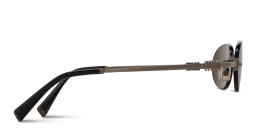 Shop MIU MIU Vertical Logo Rimless Oval Sunglasses in Gold online.