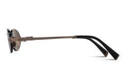 Shop MIU MIU Vertical Logo Rimless Oval Sunglasses in Gold online.