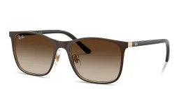 Shop Ray-Ban Junior Kids Core Square Sunglasses in Matte Brown On Arista online.