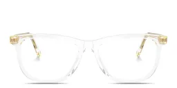 Shop MIU MIU Vertical Logo Pillow Eyeglasses in Clear online.