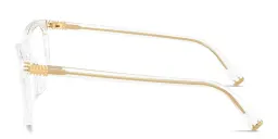 Shop MIU MIU Vertical Logo Pillow Eyeglasses in Clear online.