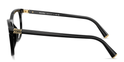 Shop MIU MIU Vertical Logo Pillow Eyeglasses in Black online.