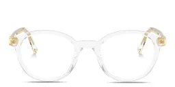 Shop MIU MIU Vertical Logo Panthos Eyeglasses in Transparent online.