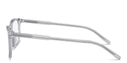 Shop Dolce & Gabbana Logo Print Wide Rectangle Eyeglasses in Transparent Grey online.