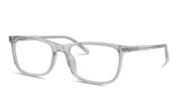 Shop Dolce & Gabbana Logo Print Rectangle Eyeglasses in Transparent Grey online.