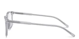 Shop Dolce & Gabbana Logo Print Rectangle Eyeglasses in Transparent Grey online.