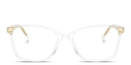 Shop Dolce & Gabbana Logo Print Rectangle Eyeglasses in Crystal online.
