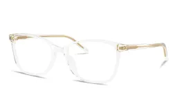 Shop Dolce & Gabbana Logo Print Rectangle Eyeglasses in Crystal online.