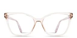 Shop TOM FORD T Logo Butterfly Eyeglasses in Transparent Pink online.