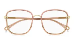 Shop Chloe Franky Oversized Square Eyeglasses in Transparent Red online.