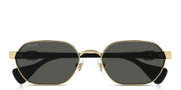 Shop GUCCI GG Oval Sunglasses in Gold online.