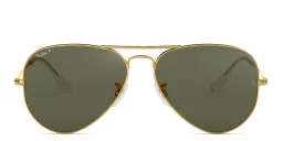 Shop Ray-Ban Unisex Aviator Sunglasses in Metal in Gold online.