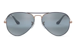 Shop Ray-Ban Unisex Aviator Sunglasses in Metal in Dark Blue online.