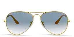Shop Ray-Ban Unisex Aviator Sunglasses in Metal in Gold online.