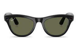 Shop Ray-Ban Meta Skyler Unisex Cat-Eye Sunglasses in Shiny Black online.