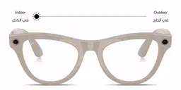 Shop Ray-Ban Meta Skyler Unisex Cat-Eye Sunglasses in Shiny Chalky Gray online.