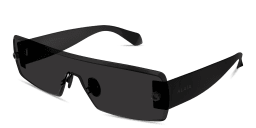 Shop ALAIA Logo Signature Rimless Wide Rectangle Sunglasses in Black online.