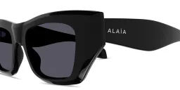 Shop ALAIA Logo Signature Cat-Eye Sunglasses in Black online.
