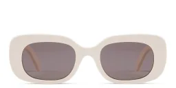 Shop CELINE CELINE 3 Dots Rectangular Sunglasses in White online.
