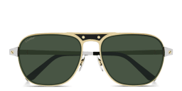 Shop Cartier Santos de Cartier Rectangle Sunglasses in Gold Black online.