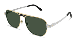 Shop Cartier Santos de Cartier Rectangle Sunglasses in Gold Black online.