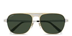 Shop Cartier Santos de Cartier Rectangle Sunglasses in Gold & Silver online.