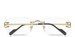 Shop Cartier Signature C de Cartier Wide Rimless Rectangle Eyeglasses in Gold online.