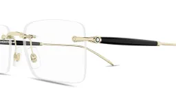 Shop MONTBLANC Snowcap Wide Rimless Rectangle Eyeglasses in Gold online.