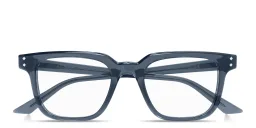 Shop GUCCI Logo Signature Square Eyeglasses in Transparent Blue online.