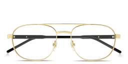 Shop GUCCI Logo Signature Wide Aviator Eyeglasses in Gold online.