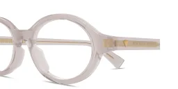 Shop BOTTEGA VENETA Triangle Stud Oval Eyeglasses in Transparent Taupe online.