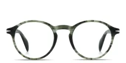 Shop DAVID BECKHAM Talisman Round Eyeglasses in Green Horn online.