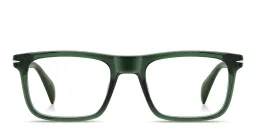 Shop DAVID BECKHAM Talisman Rectangle Eyeglasses in Grey Horn online.