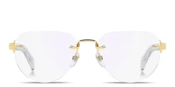 Shop DAVID BECKHAM Talisman Rimless Pilot Eyeglasses in Gold online.