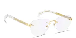 Shop DAVID BECKHAM Talisman Rimless Pilot Eyeglasses in Gold online.