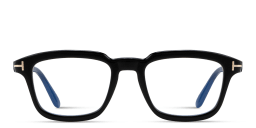 Shop TOM FORD T Emblem Rectangle Eyeglasses in Black online.