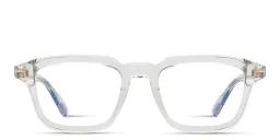 Shop TOM FORD T Emblem Rectangle Eyeglasses in Transparent Grey online.