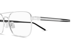 Shop SAINT LAURENT Logo Signature Pilot Eyeglasses in Silver online.