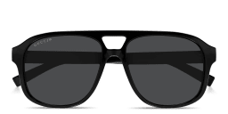 Shop GUCCI Web Aviator Sunglasses in Black online.