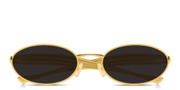 Shop BOTTEGA VENETA Sardine Unisex Oval Sunglasses in Gold online.