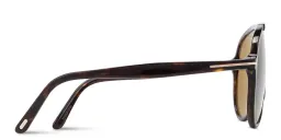 Shop TOM FORD Vladimir Wide Aviator Sunglasses in Havana online.