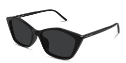 Shop SAINT LAURENT Logo Lettering Cat-Eye Sunglasses in Black online.